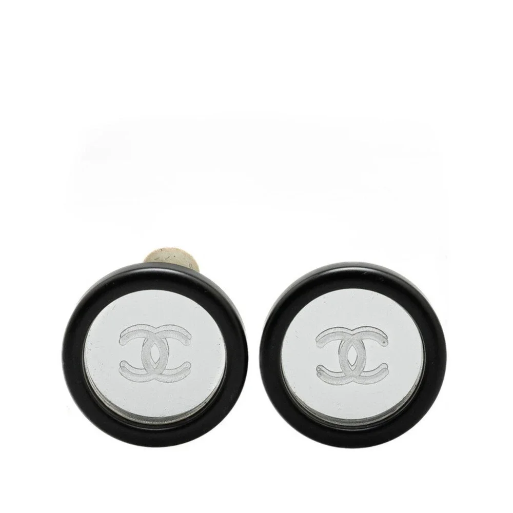 CHANEL Vintage Black Logo Earrings